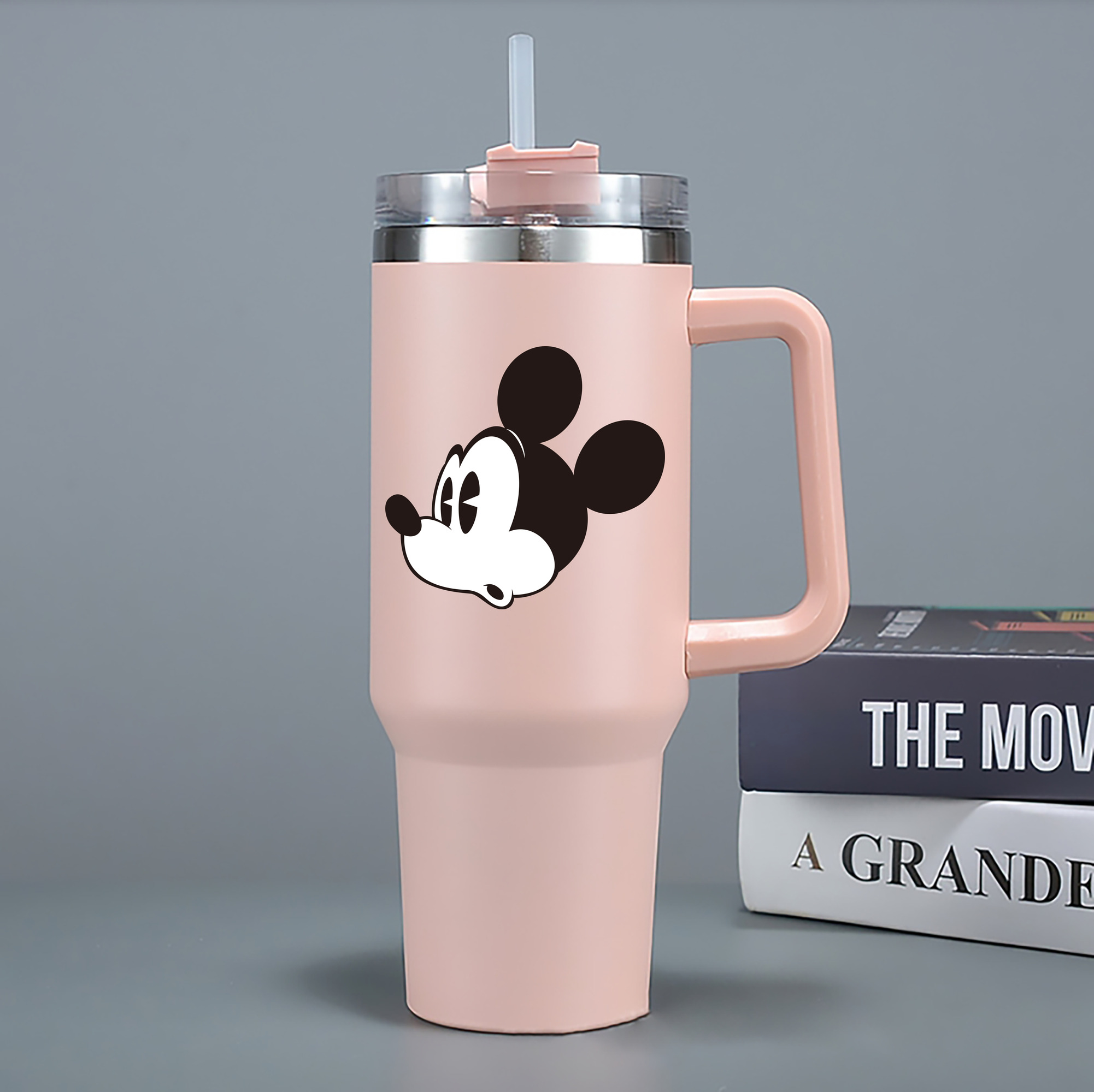 （画像用） ミッキーマウス Mickey Mouse 1200mL車用タンブラー - クリスタルステッカー（プラスチックストロー付き）